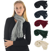 Solid Coloured Knit Wool Touch Scarf