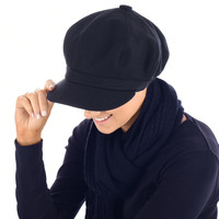Slouch Felt Bakerboy Hat | Blue - Navy Blue / Dark Blue | Fitted | S