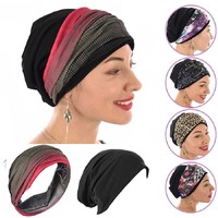 Black Premium Cotton Beanie with Seamless Headband