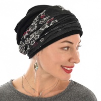 Black Premium Cotton Beanie with Seamless Headband | Option 15 | S/M