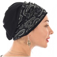 Black Premium Cotton Beanie with Seamless Headband | Option 16 | L/XL