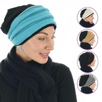 Cotton Beanie and Knit Turban Headband Set
