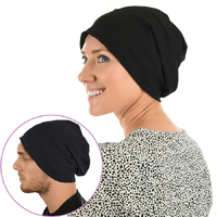Uni-sex Black Cotton Beanie | XS S M L XL