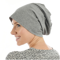 Premium Cotton Slip-on Sleep Cap Beanie | Medium Grey | M/L/XL