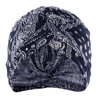 Paisley Print Viscose Turban | Blue - Navy Blue / Dark Blue | S/M