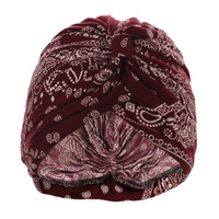 Paisley Print Viscose Turban | Red - Wine Burgundy | S/M