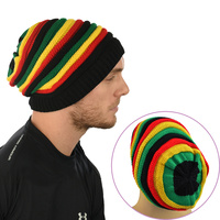 Reggae Slouch Rasta Beanie | #1 Red Yellow Green Colour Contrast Beanie ONLY