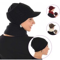 Knit Headband Visor Hat with Swirly Hat Liner