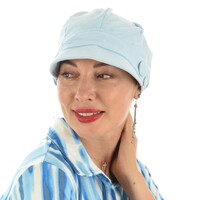 Double Button Jersey Jockey Hat | Blue - Light Blue / Baby Blue | M/L