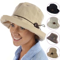 Big Button Linen Bucket Hat