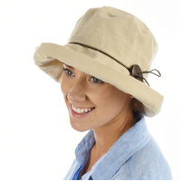 Big Button Linen Bucket Hat | Beige | Adjustable M/L