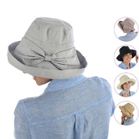 Big Bow Linen Sun Hat 