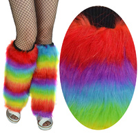 Rainbow Faux Fur Disco Legwarmers