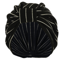 Striped Cotton Turban | Black with White Stripes | S/M