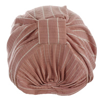 Striped Cotton Turban | Dusty Pink with White Stripes | M/L
