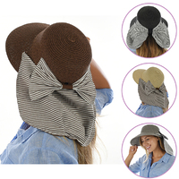 Garden Hat with Striped Convertible Neck Cover