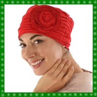 ROSETTE RUCHED BAMBOO TURBAN - HANNAH | Christmas Red