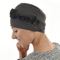 Bamboo Turban Hat with Climbing Rosettes - Lillian