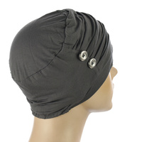 BAMBOO RUCHED TURBAN - RACHEL | Grey - Dark Grey With Two Buttons