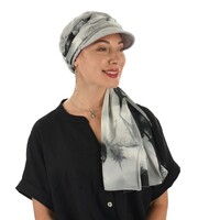  Cotton Cadet Cap with Scarf - Naomi | Option 4: Light Grey | S/M