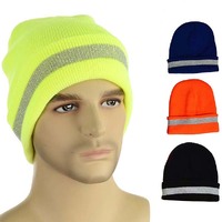 Classic Knit Beanie with Visibility Stripe