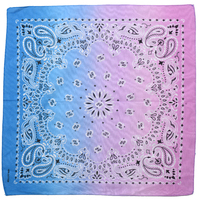 Tie Dye Paisley Print Cotton Bandana Pink Blue