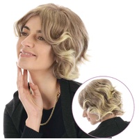 Streak Wavy Wig – Nicole | Light Brown with Blonde Highlights