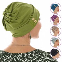 Cotton Beanie with Swirly Back and Buttons