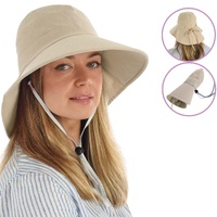 Cotton Wide Brim Sun Hat  - Amy | Beige | XXS/XS