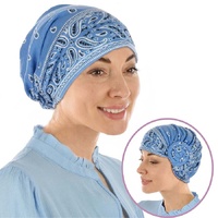 Paisley Pre-Tied Chemo Turban with Rosette | Baby Blue