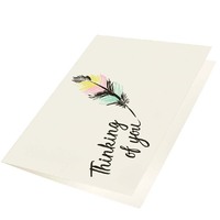 Greeting Card - Thinking of You Colouful Feather Design