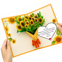 3D Pop Up Sunflower Bouquet Greeting Card with Personalised Message