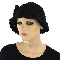 Crochet Lace Cloche Hat with Seamless Liner